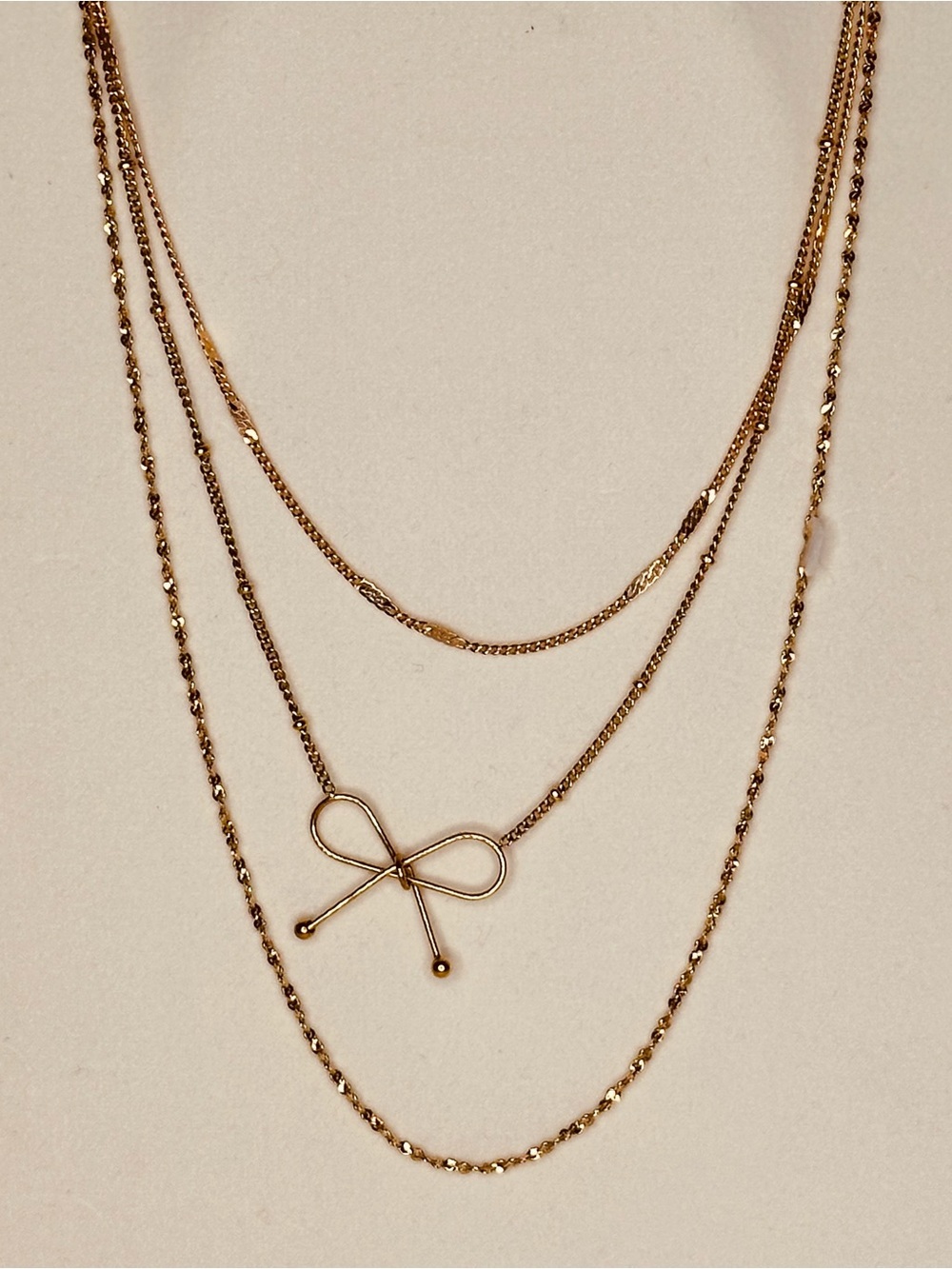 3 Pc Layered Rose Gold Tone Necklace Set | Monet | Adjustable Bow Necklace - Picture 2 of 13